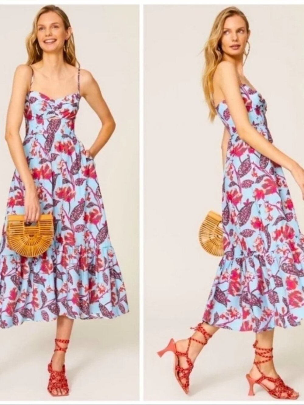 A.L.C. Emilia Dress Stunning Sweetheart neckline Midi Maxi Flowy tiered skirt 10